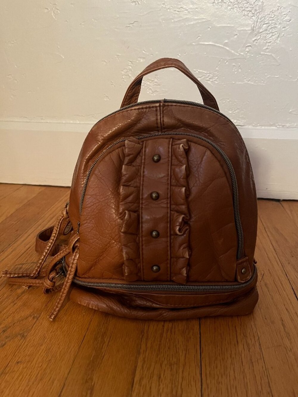Faux Leather Wallflower Backpack Purse